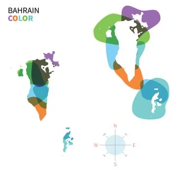 Abstract vector color map of Bahrain with transparent paint effect. Stock Illustration