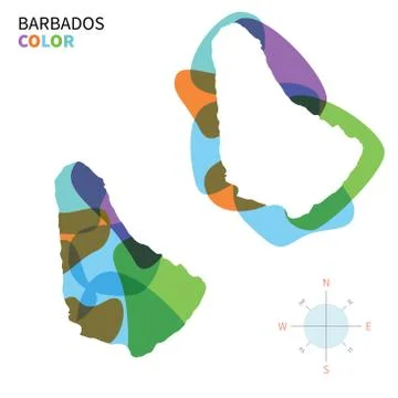 Abstract vector color map of Barbados with transparent paint effect. Stock-Illustration
