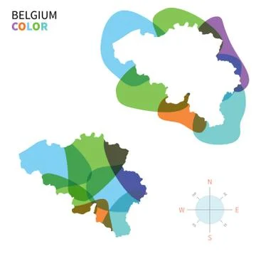 Abstract vector color map of Belgium with transparent paint effect. Stock Illustration