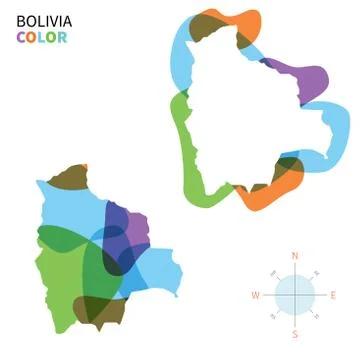 Abstract vector color map of Bolivia with transparent paint effect. Stock Illustration