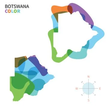 Abstract vector color map of Botswana with transparent paint effect. Stock Illustration