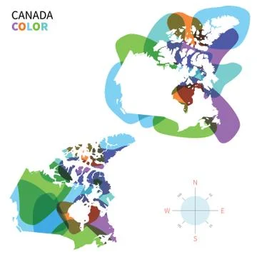 Abstract vector color map of Canada with transparent paint effect. Stock Illustration