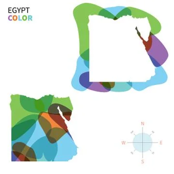 Abstract vector color map of Egypt with transparent paint effect. Stock Illustration