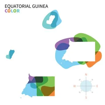 Abstract vector color map of Equatorial Guinea with transparent paint effect Stock Illustration