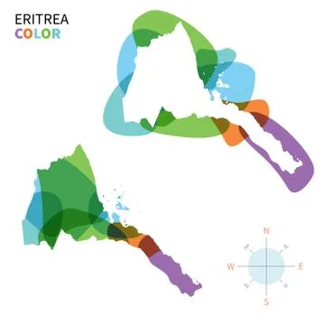 Abstract vector color map of Eritrea with transparent paint effect Stockillustratie