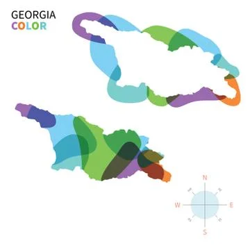 Abstract vector color map of Georgia with transparent paint effect. Stock-Illustration
