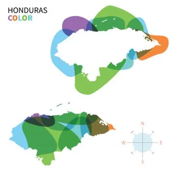 Abstract vector color map of Honduras with transparent paint effect. Stock Illustration
