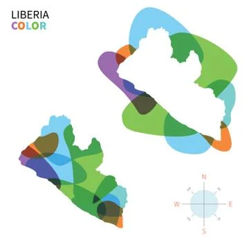 Abstract vector color map of Liberia with transparent paint effect. Stock Illustration