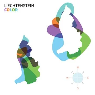 Abstract vector color map of Liechtenstein with transparent paint effect. Иллюстрация