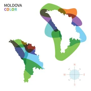 Abstract vector color map of Moldova with transparent paint effect. Stock-Illustration