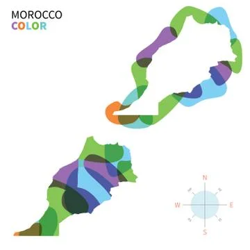 Abstract vector color map of Morocco with transparent paint effect. Stock-Illustration