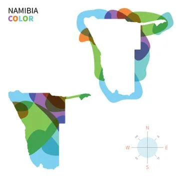 Abstract vector color map of Namibia with transparent paint effect. Stock Illustration