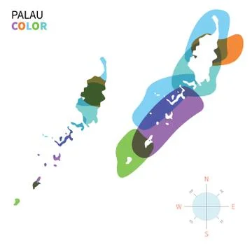 Abstract vector color map of Palau with transparent paint effect. Stock Illustration