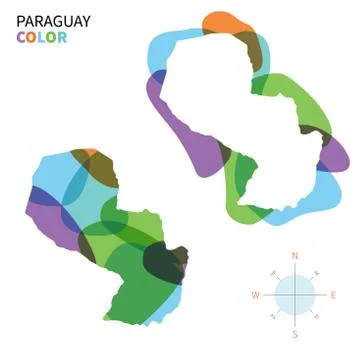 Abstract vector color map of Paraguay with transparent paint effect. Stock-Illustration