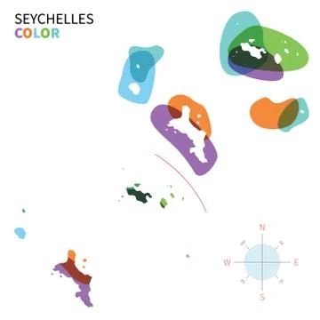 Abstract vector color map of Seychelles with transparent paint effect. Stock Illustration