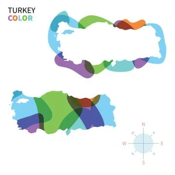 Abstract vector color map of Turkey with transparent paint effect. Stock Illustration