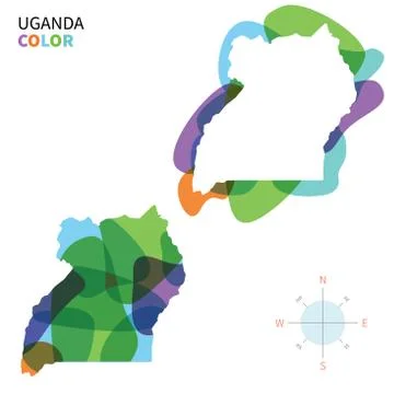 Abstract vector color map of Uganda with transparent paint effect. Stock Illustration