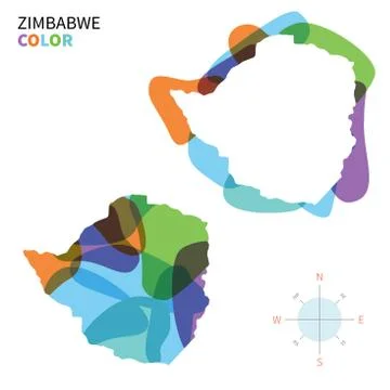 Abstract vector color map of Zimbabwe with transparent paint effect. Stock Illustration