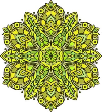 Abstract vector color round lace design - mandala, ethnic decorative element. 库存插图