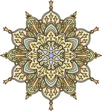 Abstract vector color round lace design - mandala, ethnic decorative element. Stock Illustration