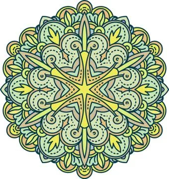Abstract vector color round lace design - mandala, ethnic decorative element. Ilustración de archivo