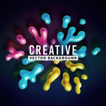 Abstract vector color splash background paint fluid colorful ink splatters Stock Illustration