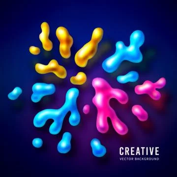 Abstract vector color splash background paint fluid colorful ink splatters Stock Illustration