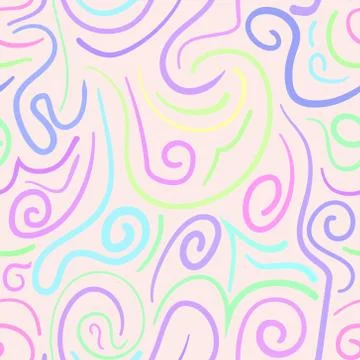 Abstract vector colored swirls seamless pattern Stock Illustration