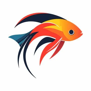 Abstract Vector Colorful abstract fish illustration Icon or Logo Design Tem.. Stock Illustration