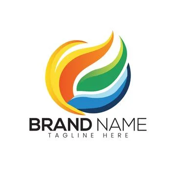 Abstract Vector Colorful Flame Circle Icon or Logo Design Template Stock Illustration