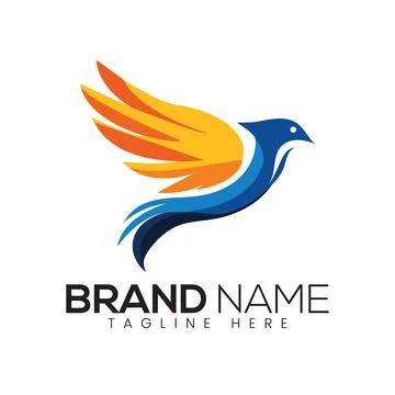 Abstract Vector Colorful Flying Bird Icon or Logo Design Template Stock Illustration