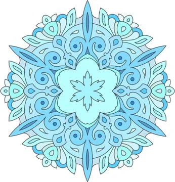 Abstract vector colorful round lace design in mono line style - mandala, deco Stock Illustration