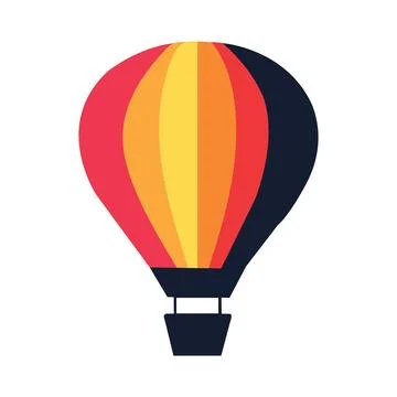 Abstract Vector Colorful Striped Hot Air Balloon Icon or Logo Design Template Stock Illustration