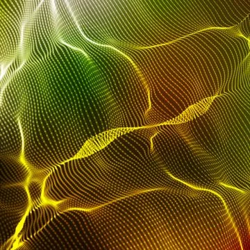 Abstract vector colorful wave mesh background. Point cloud array. Chaotic lig Illustrazione stock