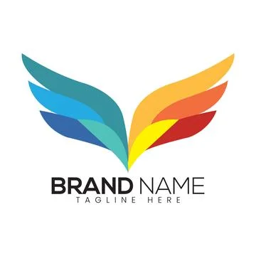 Abstract Vector Colorful Wings Icon or Logo Design Template Illustrazione stock