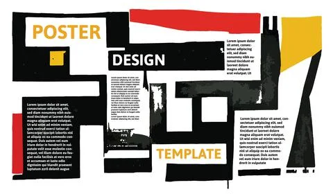 Abstract vector composition. Poster template, background with many copyspaces. Stock Illustration