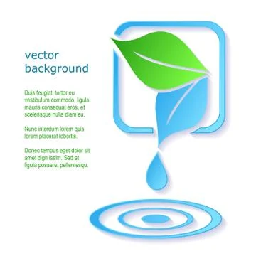 Abstract vector concept with water drop and leaves Illustration