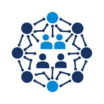 Abstract Vector connected people in blue and navy Icon or Logo Design Templat Stock Illustration