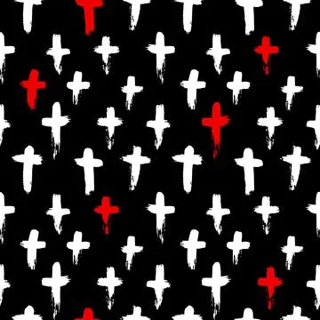 Abstract Vector Crosses Handdrawn Seamless Pattern. Stock Illustration