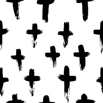 Abstract Vector Crosses Handdrawn Seamless Pattern. Stock Illustration