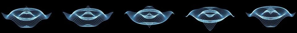 Abstract vector cyberspace polygonal waves on black background animation frames Stock Illustration