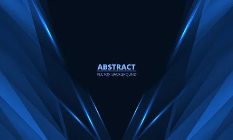 Abstract vector dark blue background with geometric dynamic glowing lines. Stock Illustration