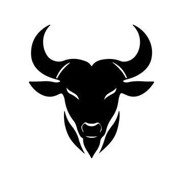 Abstract Vector Dark Gray Bull Head Icon or Logo Design Template Stock Illustration