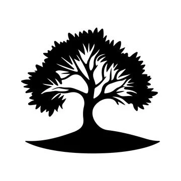 Abstract Vector Dark Gray Oak Tree Icon or Logo Design Template 库存插图