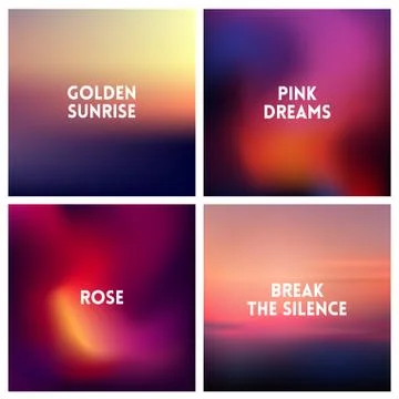 Abstract vector dark pink blurred background set. 4 colors set Stock Illustration