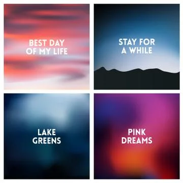 Abstract vector dark pink blurred background set. 4 colors set Stock Illustration