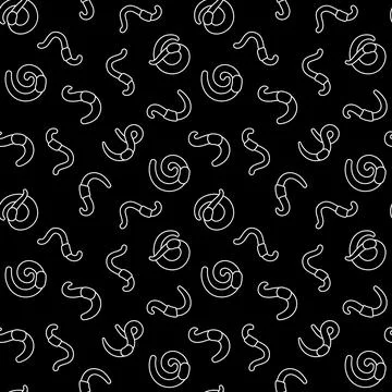 Abstract vector dark simple seamless pattern with Worms Stock Illustration