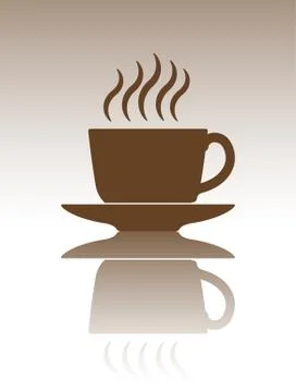 Abstract vector decoration with cup of coffee or tea with mirror reflection Stock Illustration
