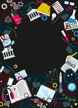 Abstract vector decorative doodles school background. Stock Illustration