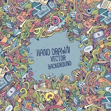 Abstract vector decorative doodles school background. Stock Illustration